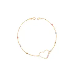 JB JOYAS BARON - Pulsera Oro Tricolor 18kt Corazón y Barras