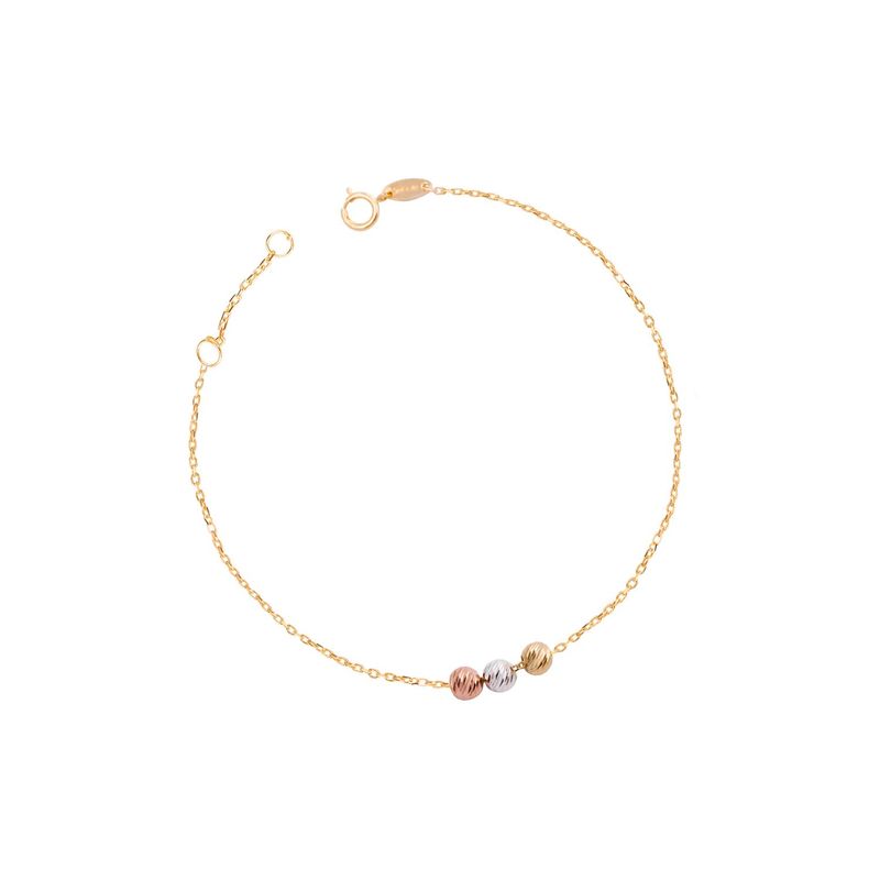 JB JOYAS BARON - Pulsera de Oro 18kt Bolitas Tricolores