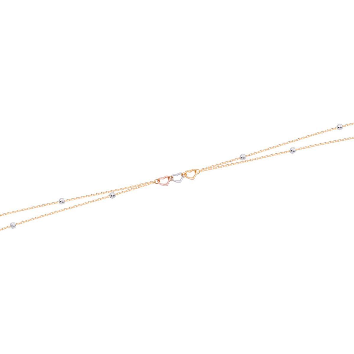 JB JOYAS BARON - Pulsera de Oro 18kt Corazones Tricolores y Bolitas