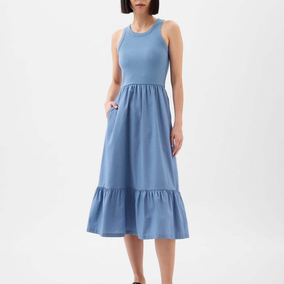 GAP - Vestido Mujer Midi Halter Celeste GAP