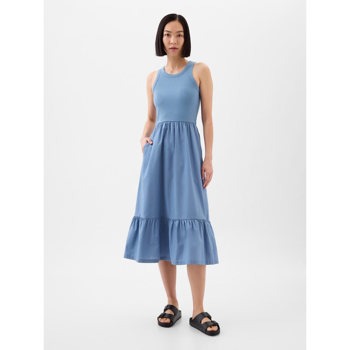 GAP - Vestido Mujer Midi Halter Celeste GAP