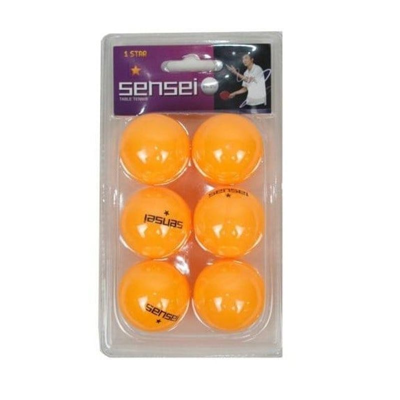 SENSEI - Pelota Ping Pong Sensei 1 Estrella Naranjo 6 u