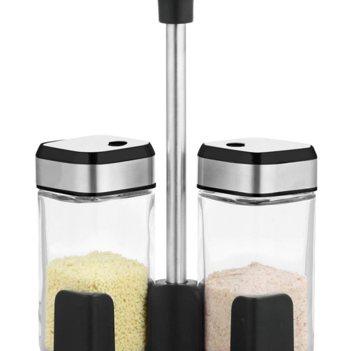 GENERICO - Especiero Condimenteros Set 2 Unidades Vidrio-acero Inox