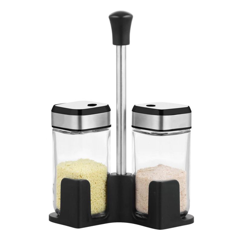 GENERICO - Especiero Condimenteros Set 2 Unidades Vidrio-acero Inox