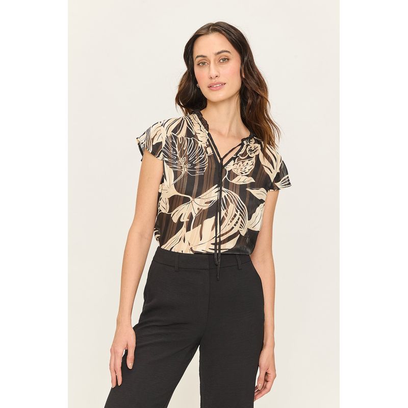 ASH - Blusa Manga Corta Negro Mujer Ash