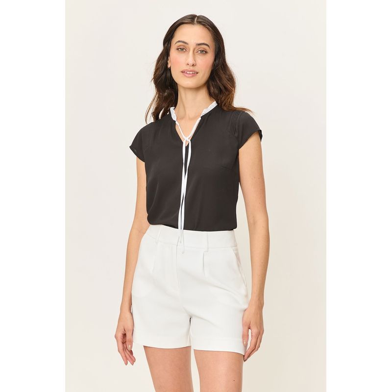 ASH - Blusa Manga Corta Negro Mujer Ash