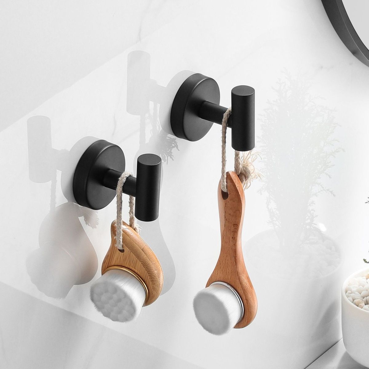 GENERICO - Pack de 2 percheros Acero Inoxidable Color Negro