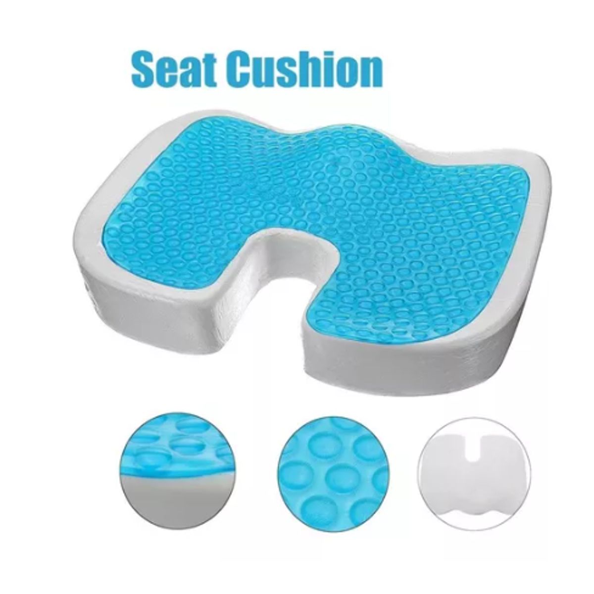 GENERICO - Cojín Asiento Gel Viscoelastico Coxis Ortopédico