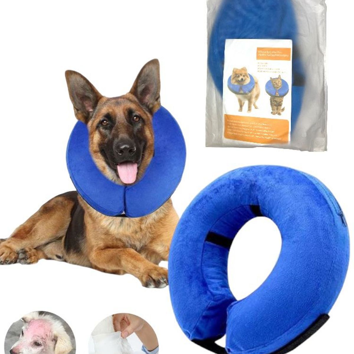 GENERICO - Collar Isabelino Inflable Protector Perros Gatos L