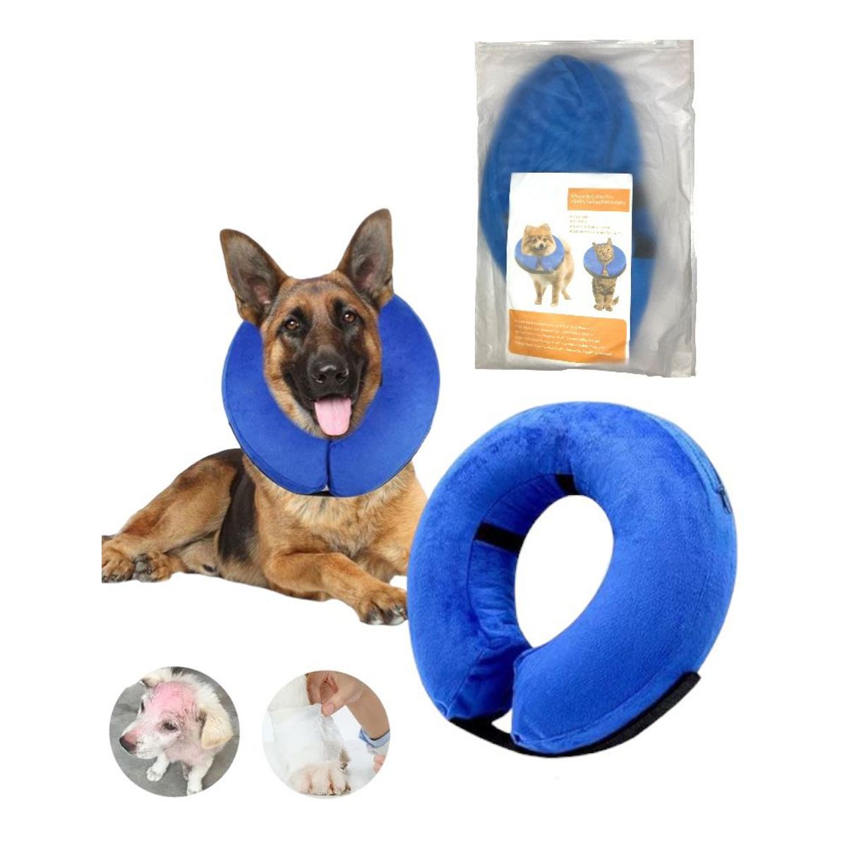 GENERICO - Collar Isabelino Inflable Protector Perros Gatos L