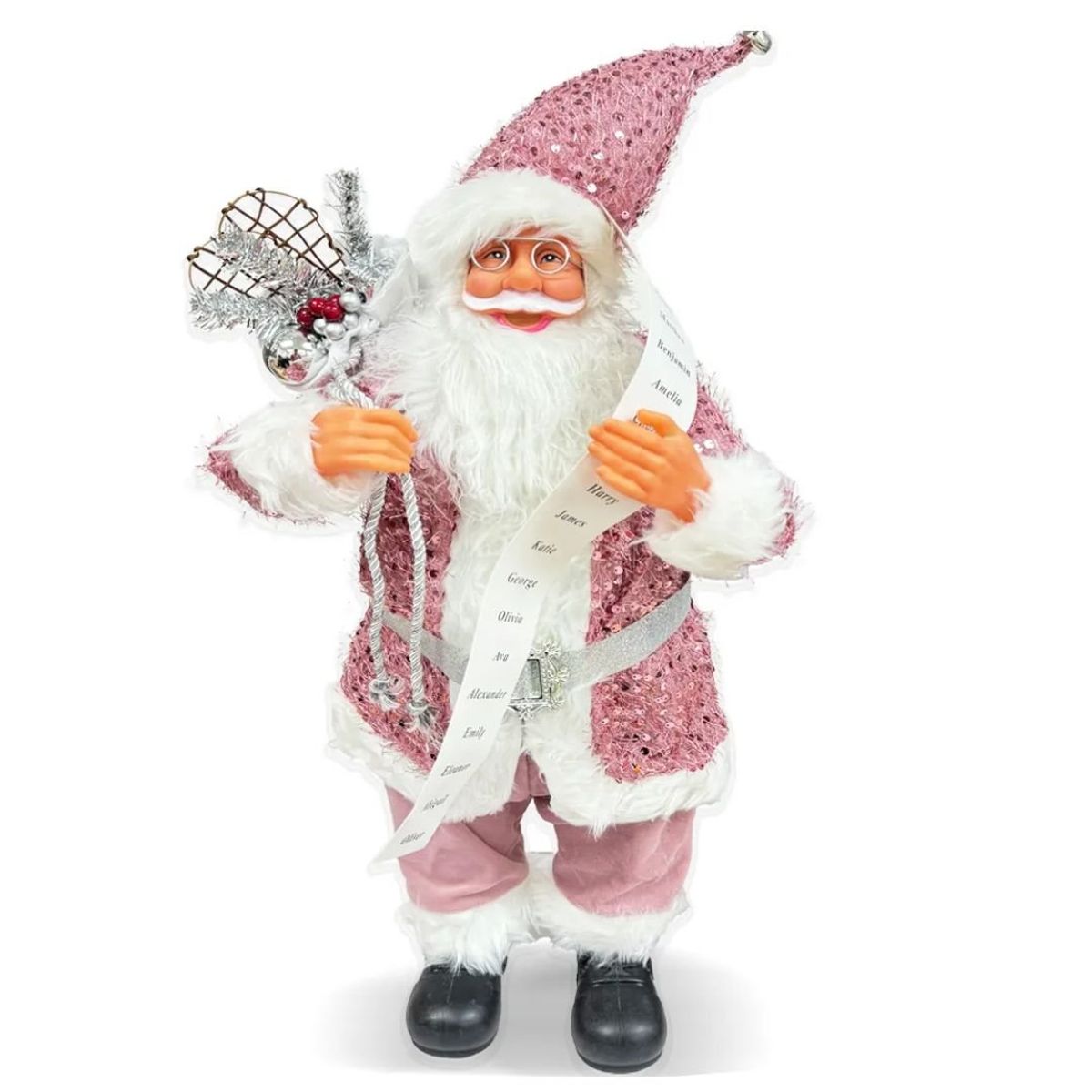 GENERICO - Muñeco Viejo Pascuero Navidad Traje Rosado Brillante 60 cm