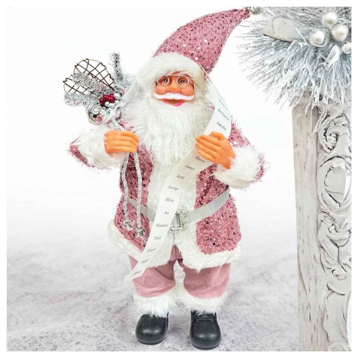 GENERICO - Muñeco Viejo Pascuero Navidad Traje Rosado Brillante 60 cm