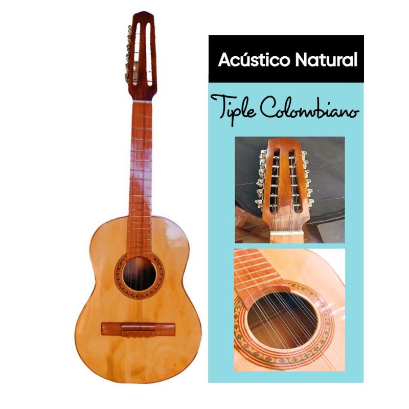 STRAUSS - Tiple Colombiano Acústico color Natural Fabricación Nacional