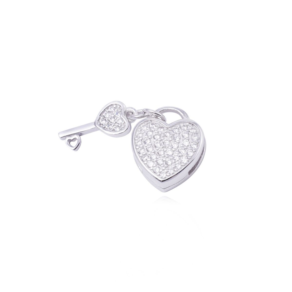 JB JOYAS BARON - Dije de Plata broche Corazón Llave con Circonita