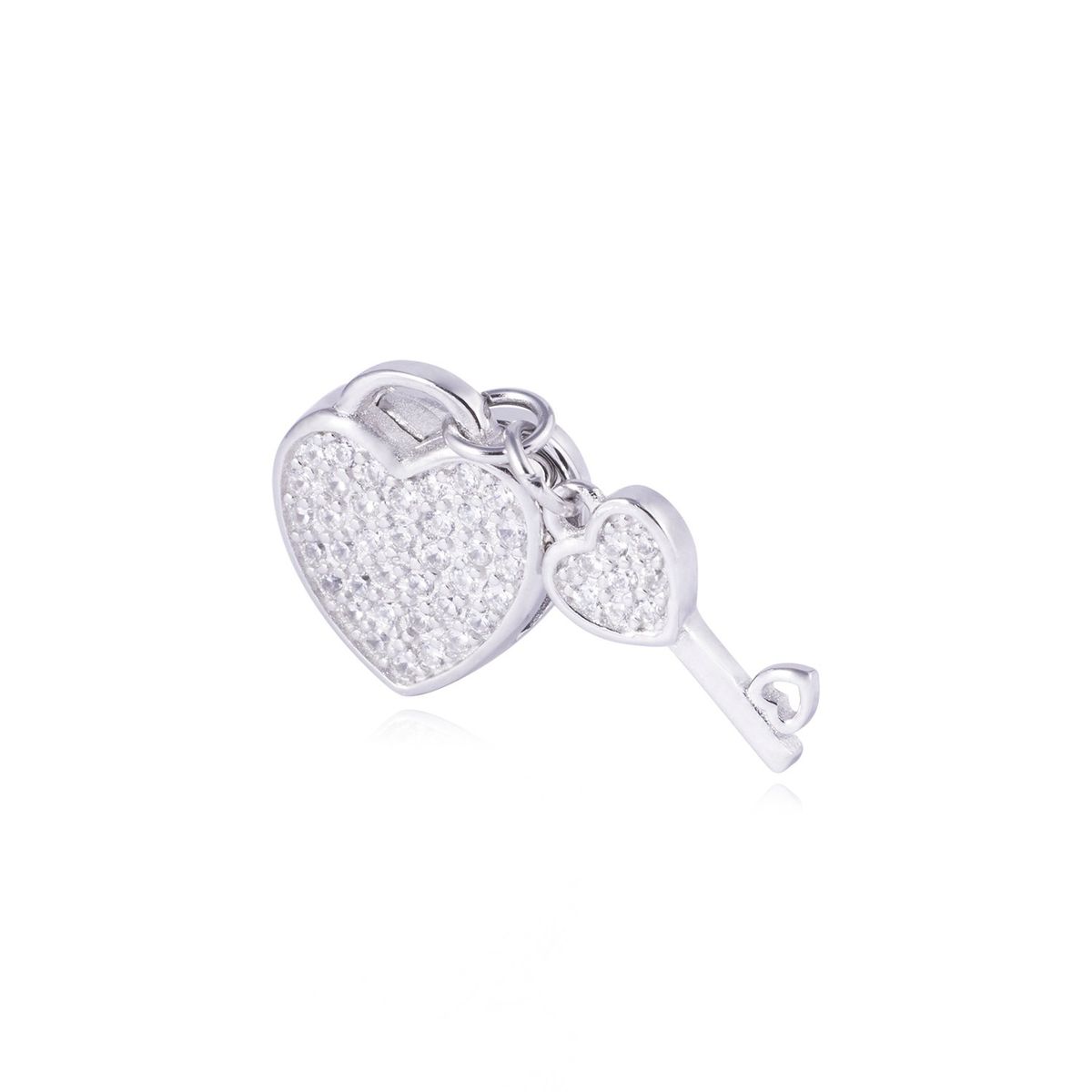 JB JOYAS BARON - Dije de Plata broche Corazón Llave con Circonita