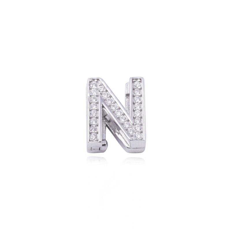 JB JOYAS BARON - Dije de Plata broche Letra N con Circonita
