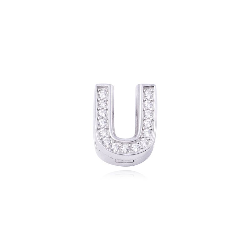 JB JOYAS BARON - Dije de Plata broche Letra U con Circonita