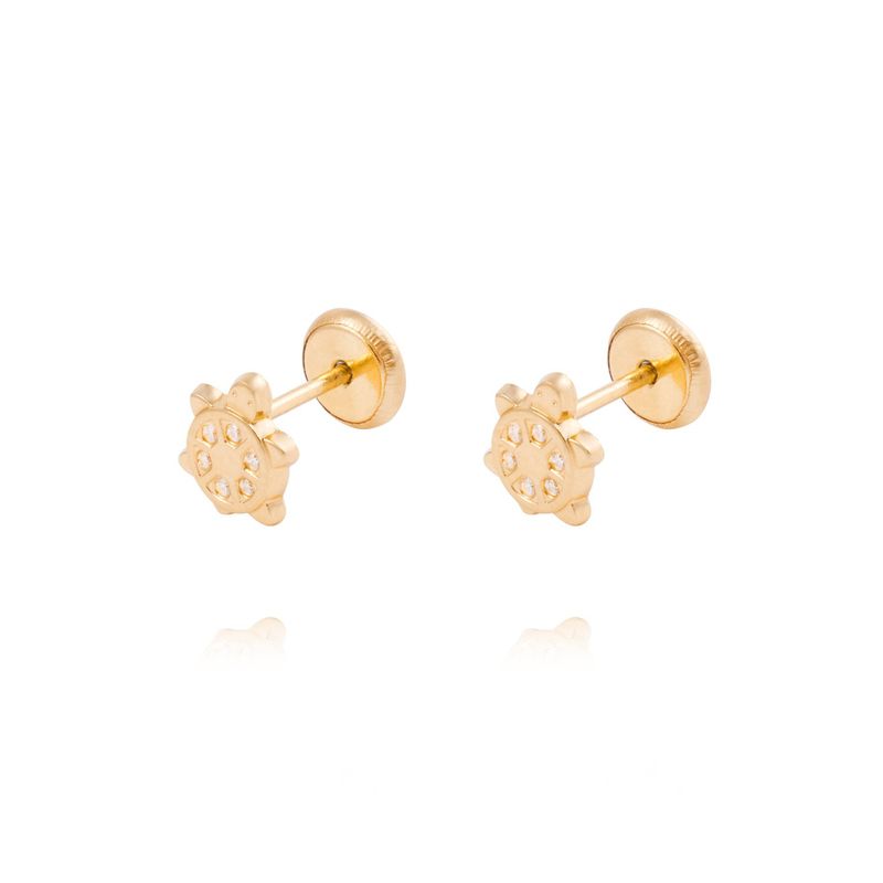 JB JOYAS BARON - Aros de Oro 18kt Tortuga con circón