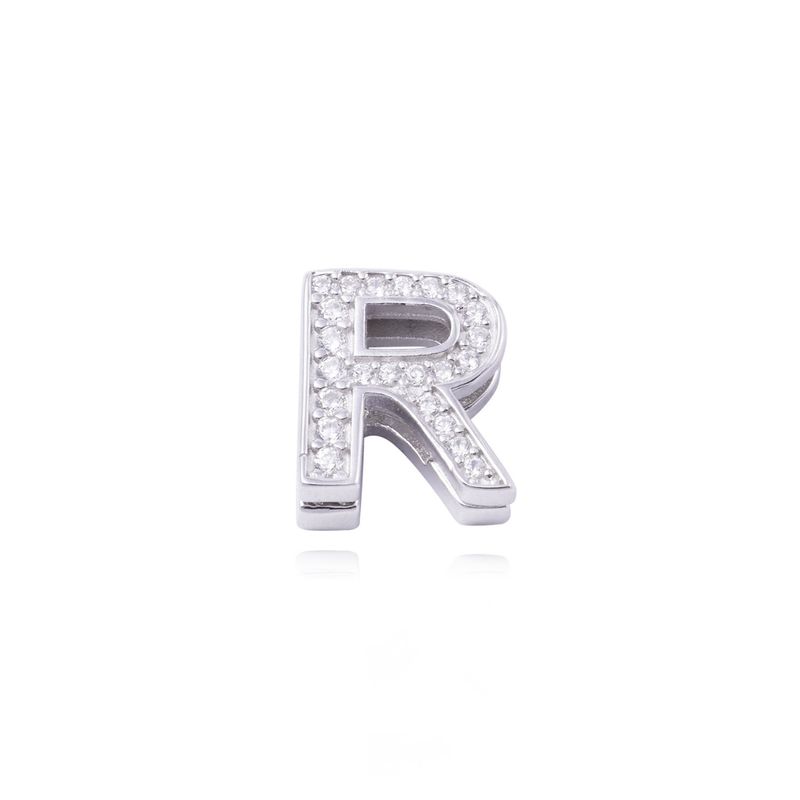 JB JOYAS BARON - Dije de Plata broche Letra R con Circonita