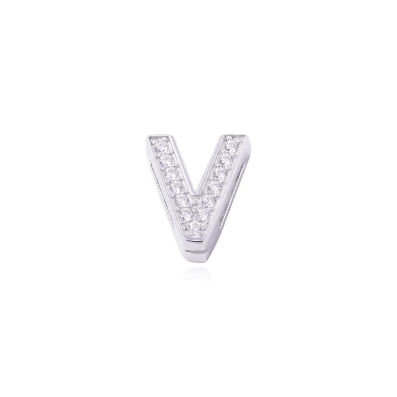 JB JOYAS BARON - Dije de Plata broche Letra V con Circonita