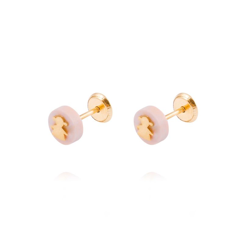 JB JOYAS BARON - Aros de Oro 18kt Niña en círculo rosita