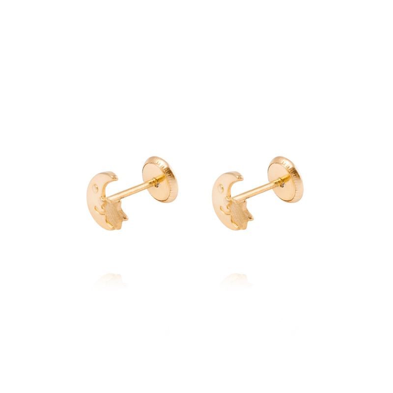 JB JOYAS BARON - Aros de Oro 18kt Luna y estrella