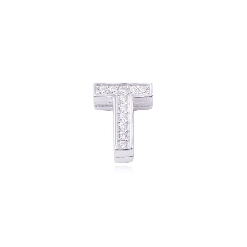 JB JOYAS BARON - Dije de Plata broche Letra T con Circonita