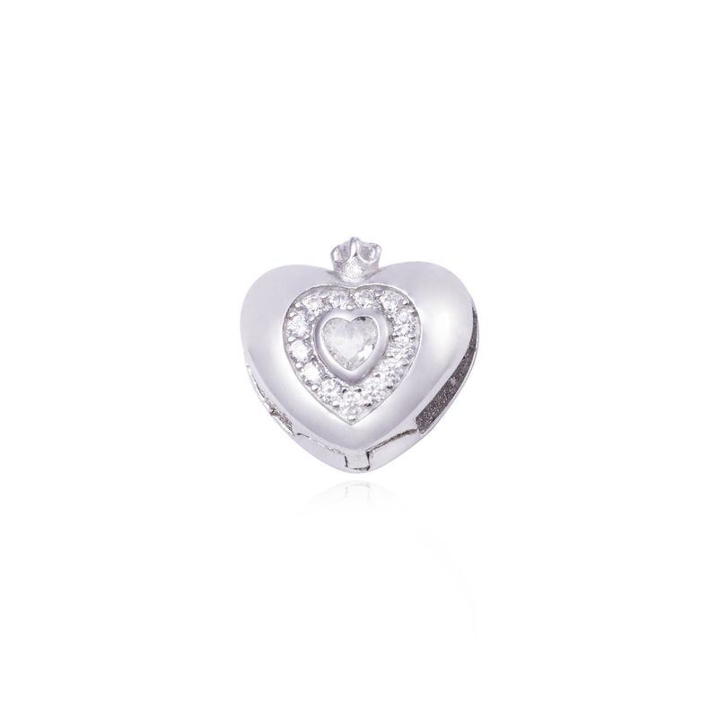 JB JOYAS BARON - Dije de Plata broche Corazoncito con Circonita