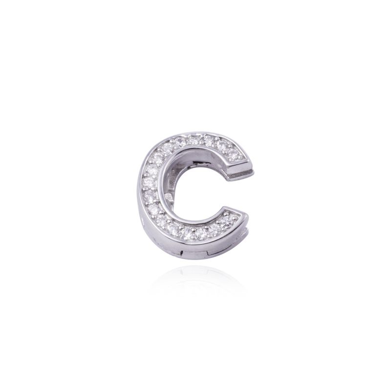 JB JOYAS BARON - Dije de Plata broche Letra C con Circonita