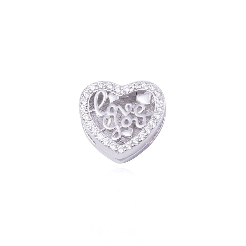 JB JOYAS BARON - Dije de Plata broche Corazón Love con Circonita