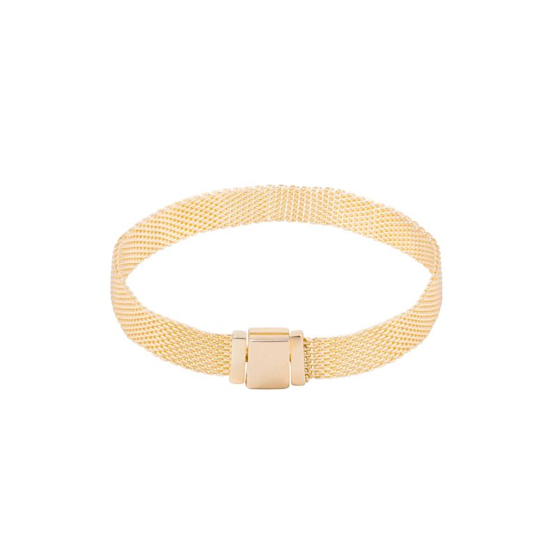 JB JOYAS BARON - Pulsera de Plata tipo Brazalete cierre broche Revestido en Oro 18kt