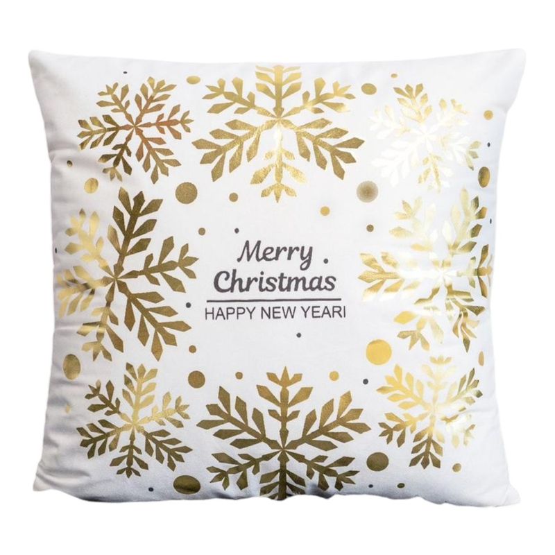 GENERICO - Funda Para Cojín Navidad 45x45 Merry Christmas Copos Blanco D. 1 Und