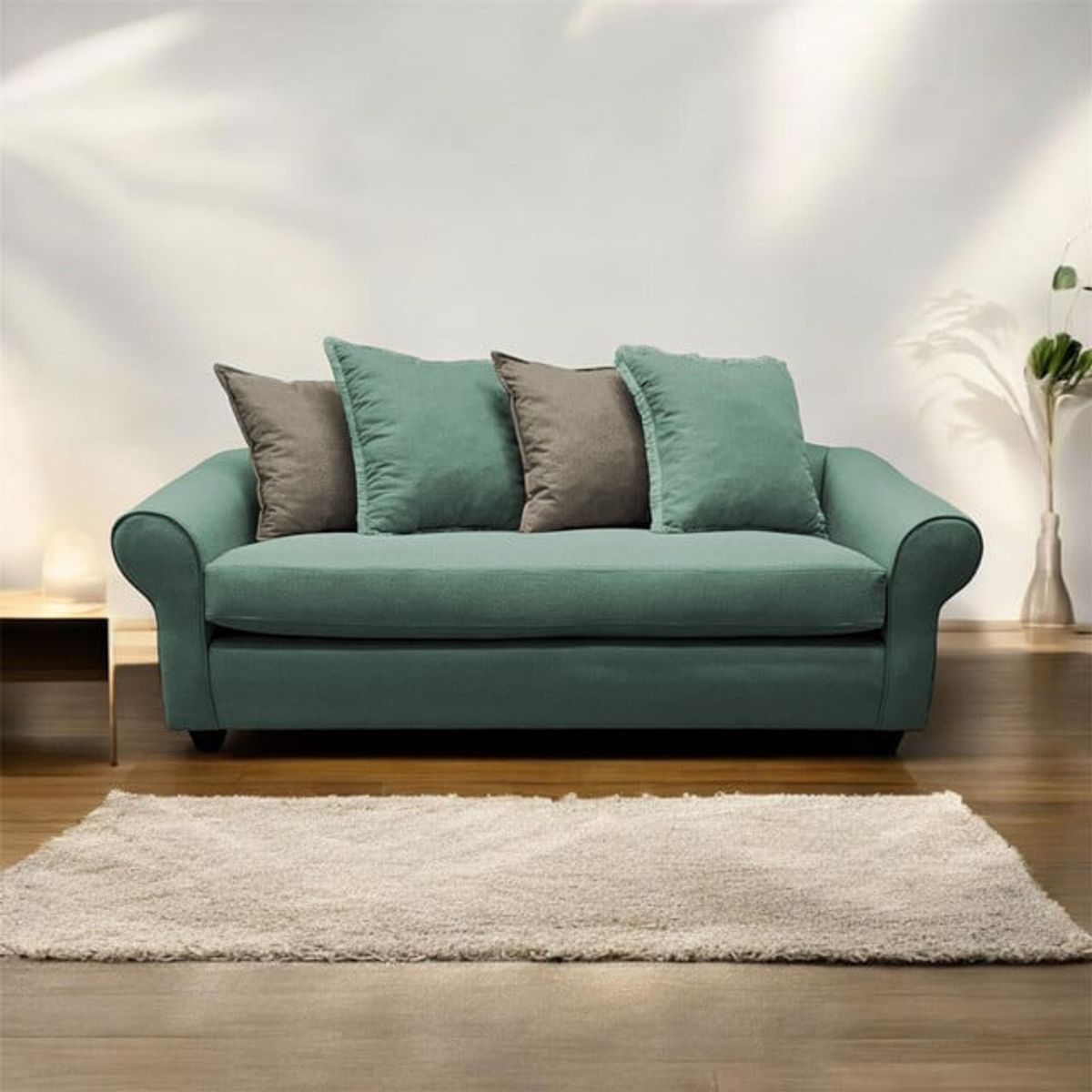 SOFAS HOME - SOFÁ PRAT CHENILLE VERDE MENTA 3 CUERPOS