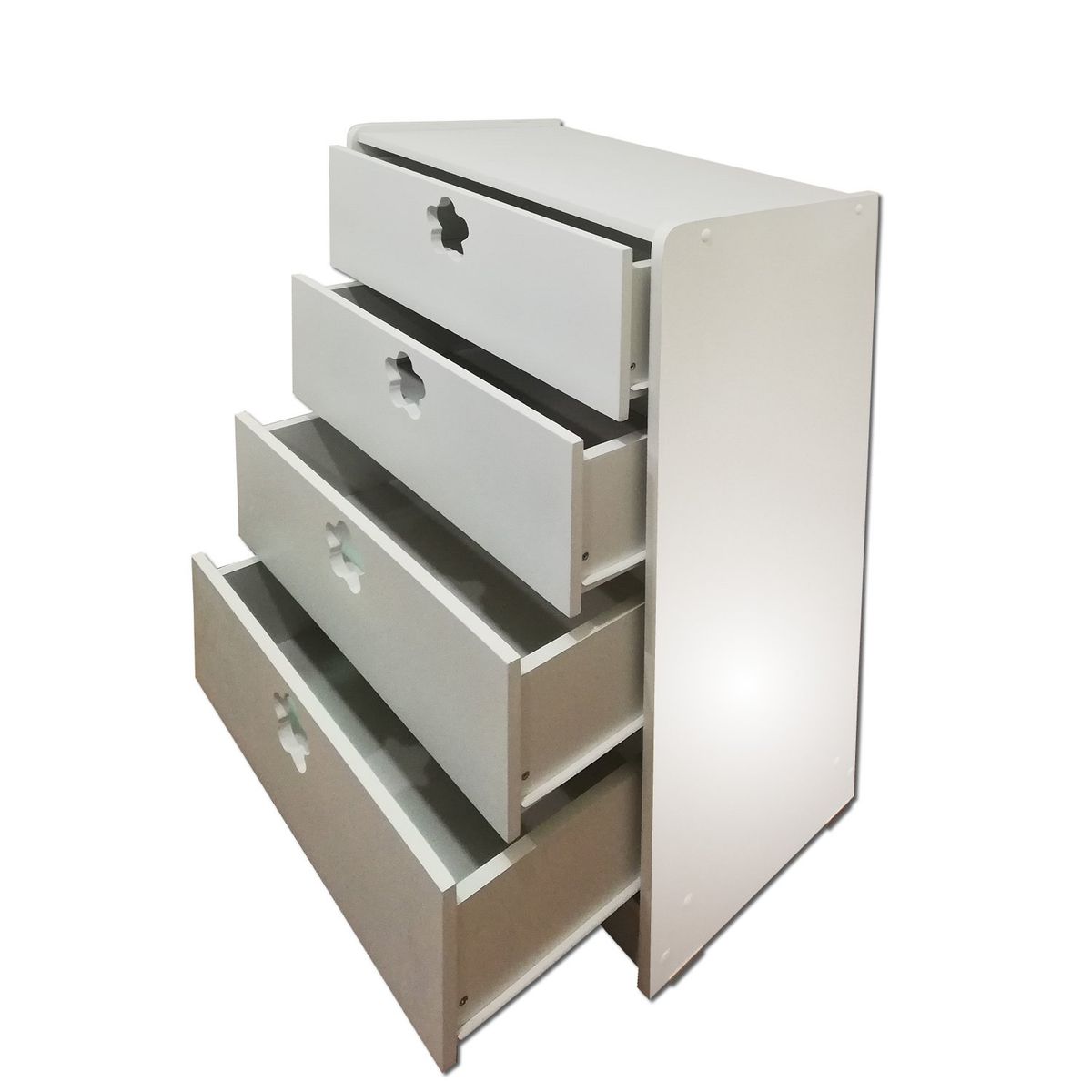 MUEBLES KIDS - Cajonera de 4 cajones blanca flor