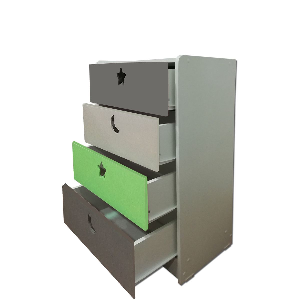 MUEBLES KIDS - cajonera de 4 cajones verde gris