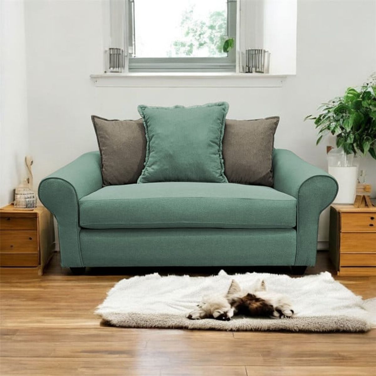 SOFAS HOME - SOFÁ PRAT CHENILLE VERDE MENTA 2 CUERPOS
