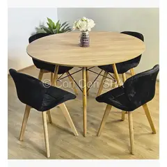 CORI CORI - Comedor Mesa Wood 100cm + 4 Sillas Mariposa Velvet Negro