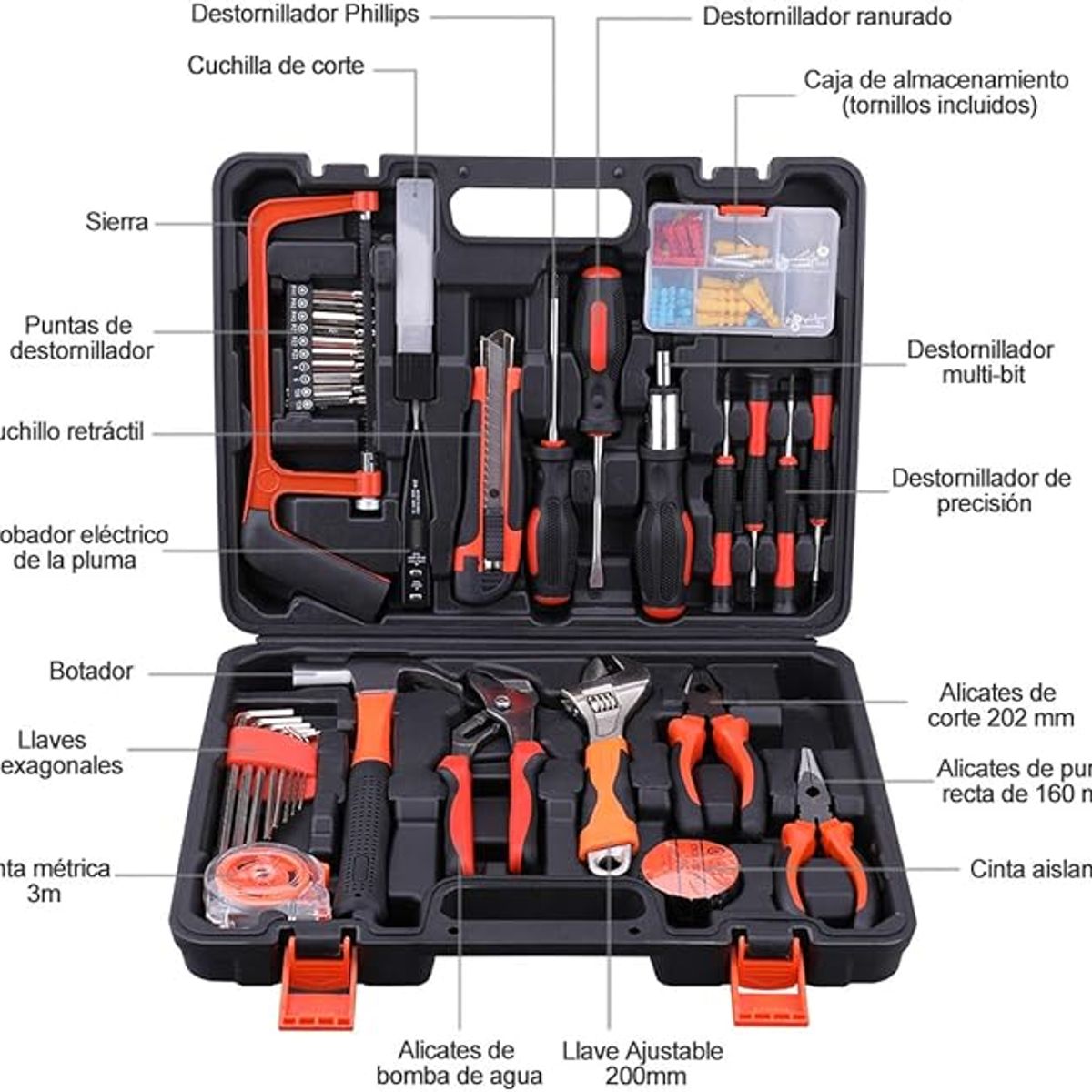 GENERICO - Caja De Herramientas Manuales 100 Piezas Maletín Portátil