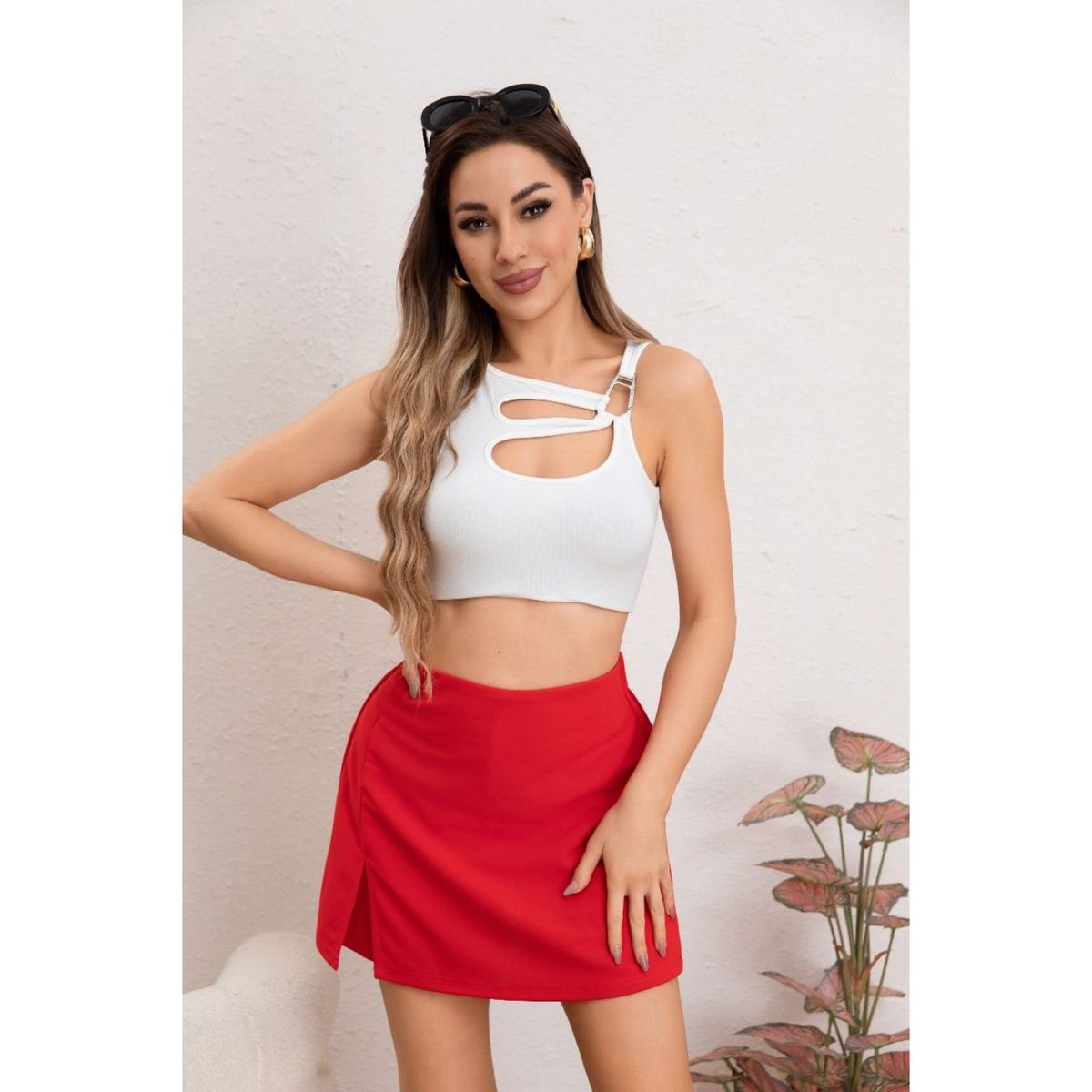 LIKE SHOP - Mini Falda Short Recta Mujer Elastizada Tiro Alto Excelente Calidad108