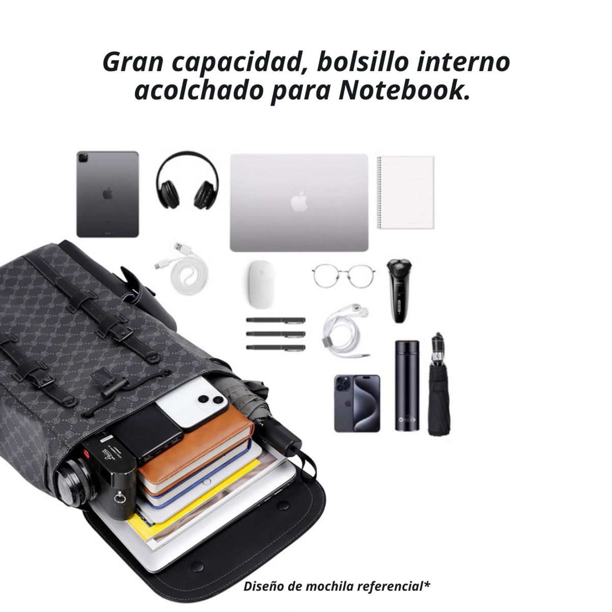 CRUSEC - Mochila De Cuero Sintético Impermeable Viajes Universidad Trabajo