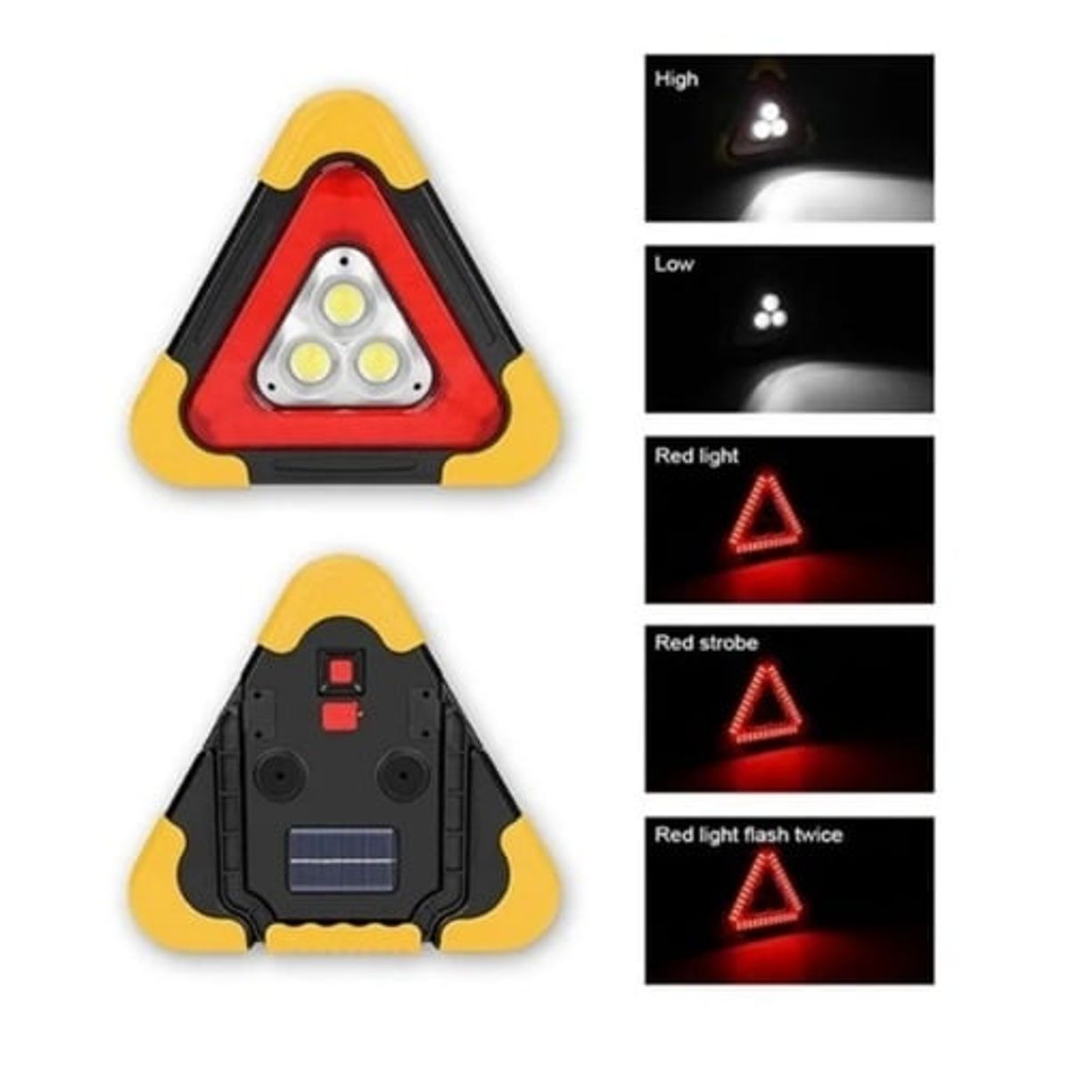GENERICO - Triangulo de emergencia LED recargable y solar HB7709