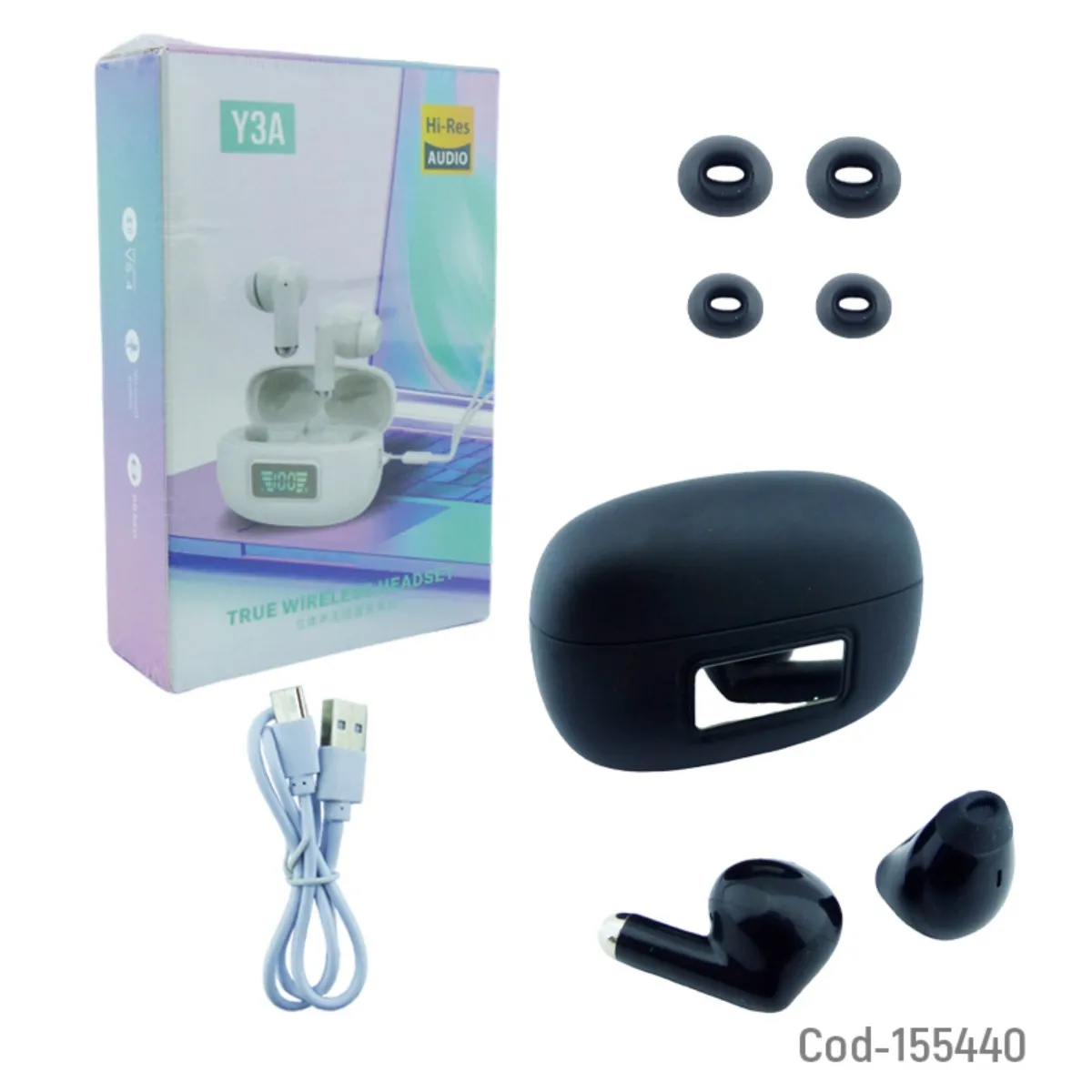 OEM - Audifono True Wireless Bluetooth Con Pantalla Led Blanco