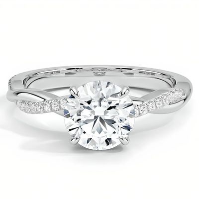 Imagen 2 del producto ANILLO DE COMPROMISO TRENZADO CON MOISSANITA ROUND Y PLATA RODINADA