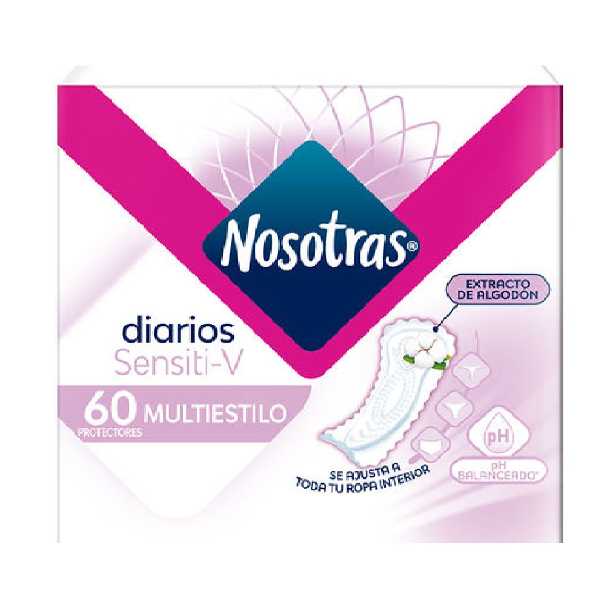 NOSOTRAS - Nosotras Protector Diario  Sensitiv Multiestilo Cortos 60 Un