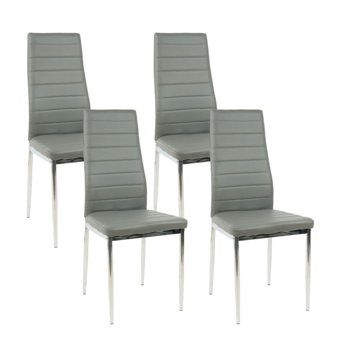 KLIK - Pack de 4 Sillas Dining Liana con patas cromadas - Gris