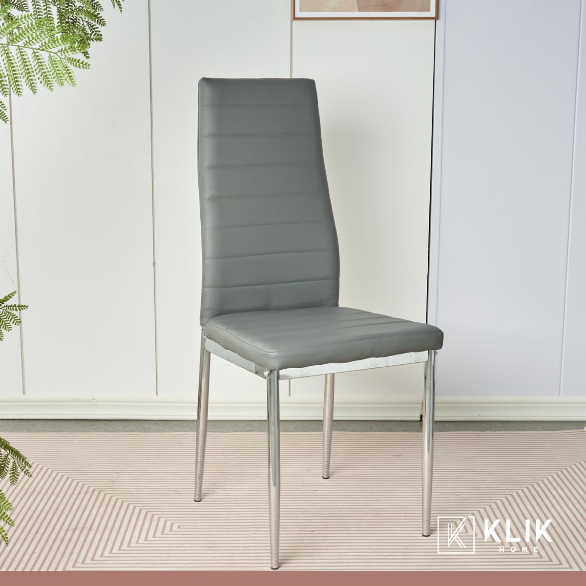 KLIK - Pack de 4 Sillas Dining Liana con patas cromadas - Gris