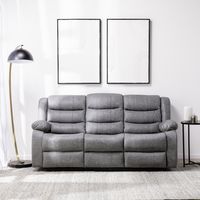 Sofá Reclinable 3 Cuerpos Gris Moderno Roma