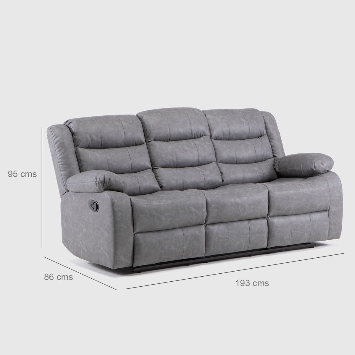 DANIELS - Sofá Reclinable 3 Cuerpos Gris Moderno Roma