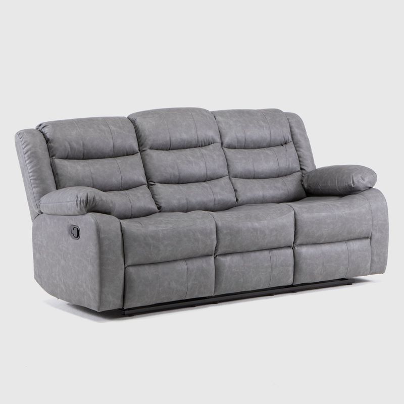 DANIELS - Sofá Reclinable 3 Cuerpos Gris Moderno Roma KM060SGR