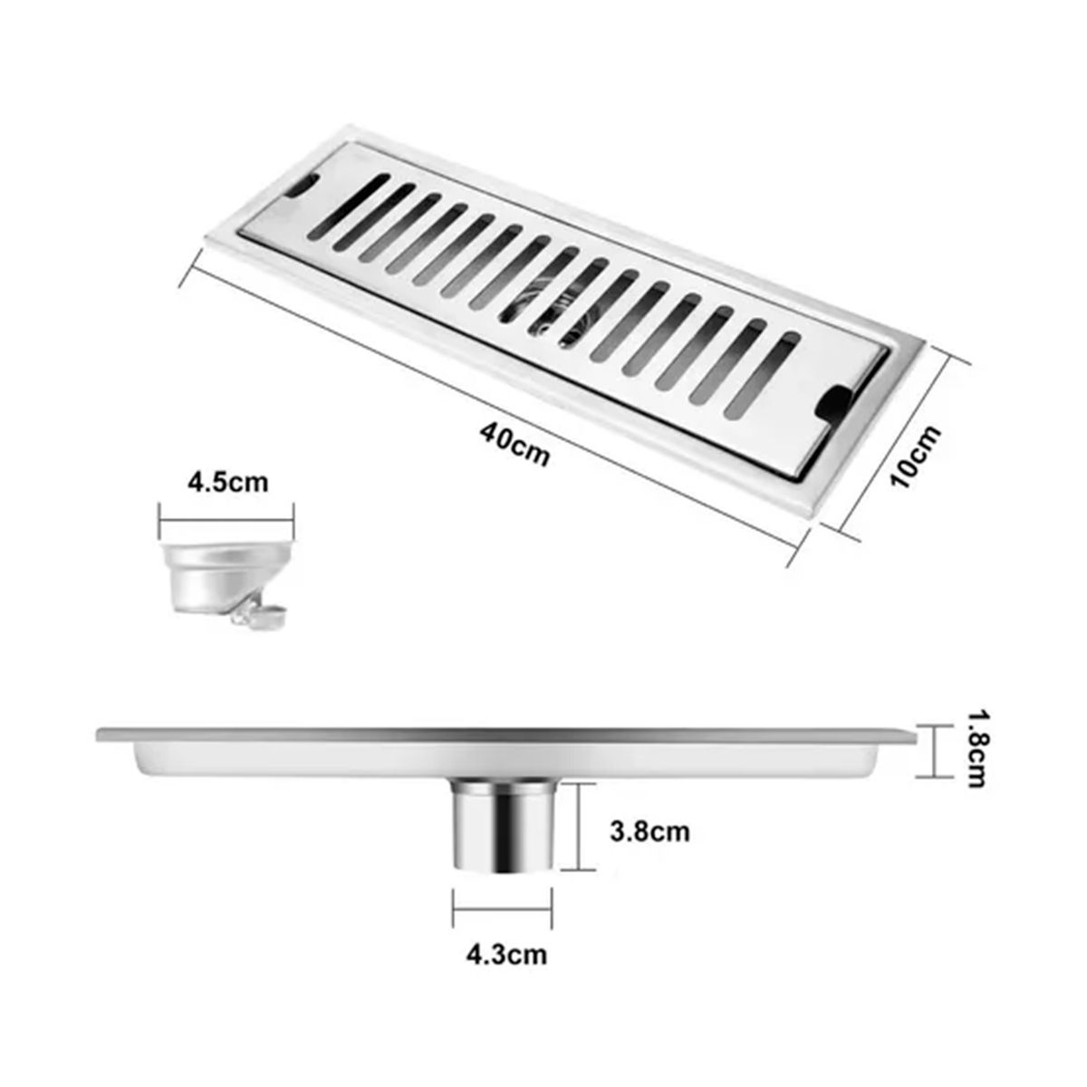 GENERICO - Rejilla Drenaje Para Piso De Ducha Acero Inoxidable 10×40cm